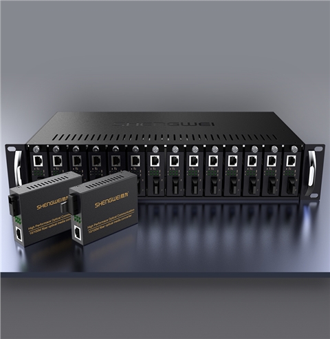 胜为SC-1014B 14槽光纤收发器专用机架单纤双纤光电转换器 双电源稳定供电19英寸2U 卡式收发器机架