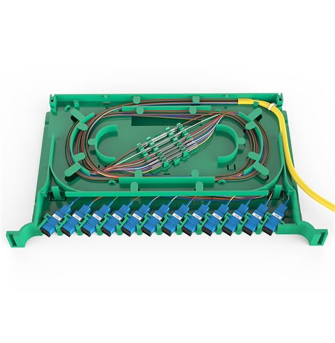 12芯SC单模满配19英寸抽拉机架式灰白色喷塑细砂面ODF光纤配线架