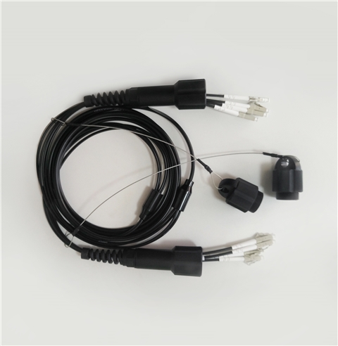 胜为室外野战铠装防水LC-LC单模/多模四芯光缆TPU外被（带防水接头） 3米