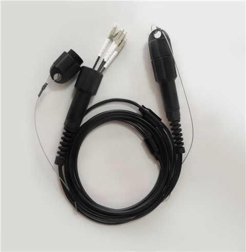 胜为室外野战铠装防水LC-LC单模/多模四芯光缆TPU外被（带防水接头） 3米