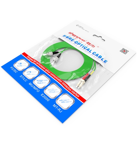 万兆铠装光纤跳线 LC-FC多模双芯5米 OM3室内抗拉尾纤缆